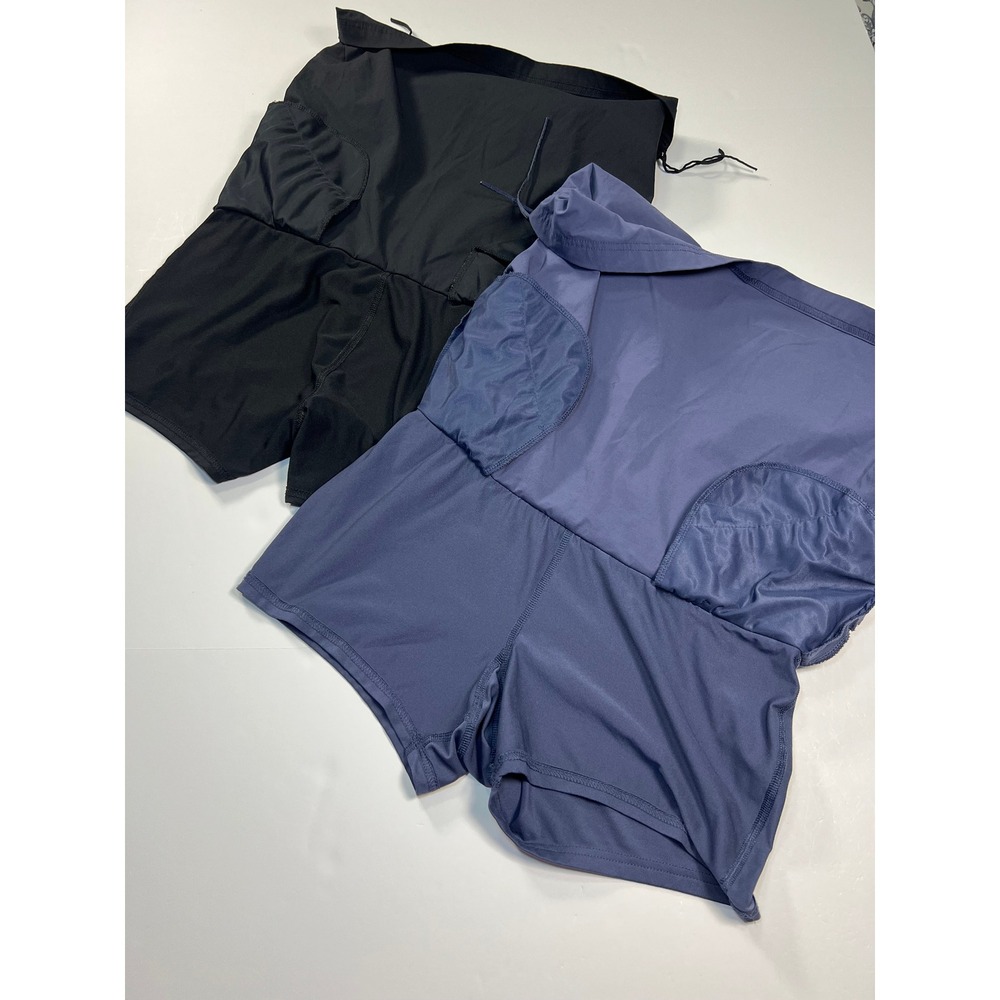 Columbia Anytime Casual Skort Women Medium Black Blue Set of 2 Cinch Side Ruched - Picture 5 of 7